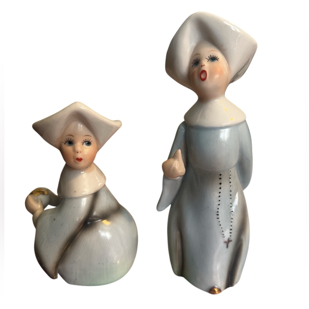 1950s Vintage Ceramic Nun Figurines